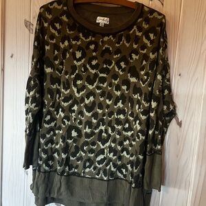 Wonderly Olive Animal Print Women's Sweater
